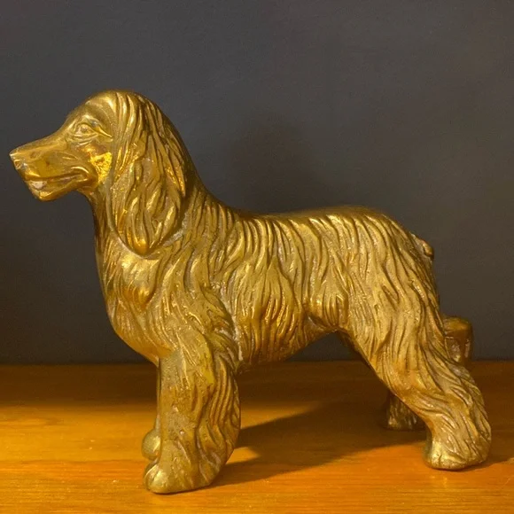 Small Brass Spaniel Dog gold decor sculpture - Picture 1 of 6
